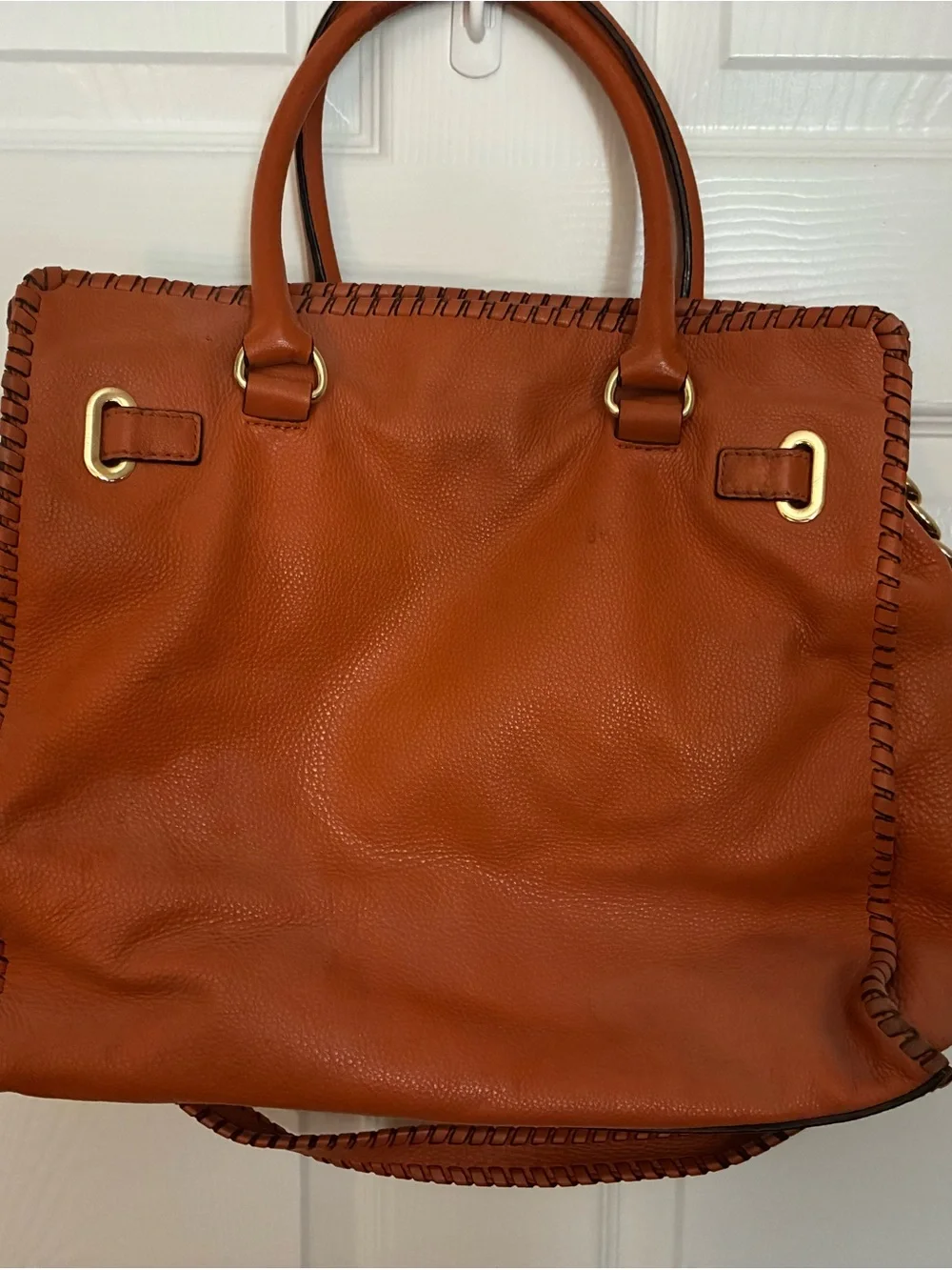 Michael Kors Cognac Leather Whipstitch Tote with Gold Hardware - Picture 2 of 3
